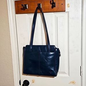 Patricia Nash Vintage Leather Rosedale Tote Caribbean Blue Purse